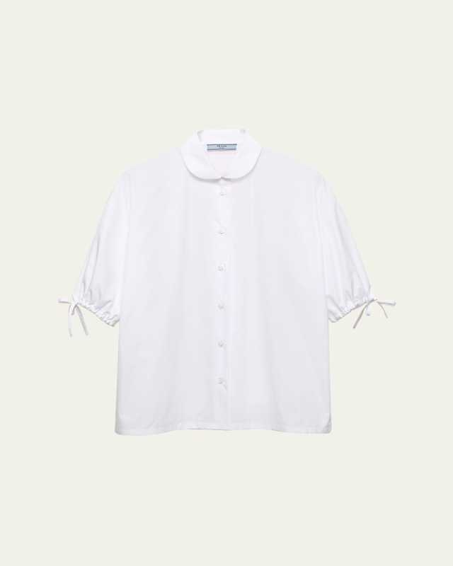 Drawstring Cuff Poplin Shirt